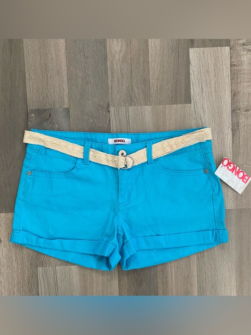Bongo Shorts Size 11 Juniors Women’s Crochet Belt Pockets Short Shorts New Y2K